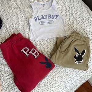 playboy pacsun sweatpants and tank top set